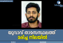 യുവാവിനെ താമസ സ്ഥലത്തു മരിച്ച നിലയിൽ കണ്ടെത്തി