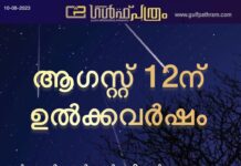 ആഗസ്റ്റ് 12ന് ഉൽക്കവർഷം,അർധരാത്രി മുതൽ പുലർച്ചെ 3 മണി വരെ ദൃശ്യമാകും