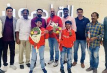 ലോക കരാട്ടെ ചാമ്പ്യൻമാർക് സ്വീകരണം നൽകി